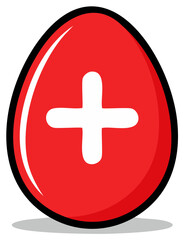 Obraz premium Red Easter Egg with White Plus Sign Festive Holiday Decoration