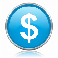 Obraz premium 3D dollar sign icon glowing blue financial success button digital finance concept