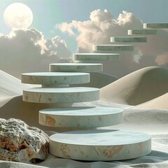 Eine surreale Treppe, die in den Himmel f&uuml;hrt, symbolisiert Reise .