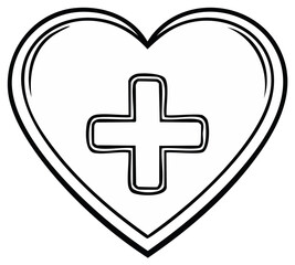 Fototapeta premium Hand-drawn heart symbol with a medical cross inside, symbolizing healthcare and love
