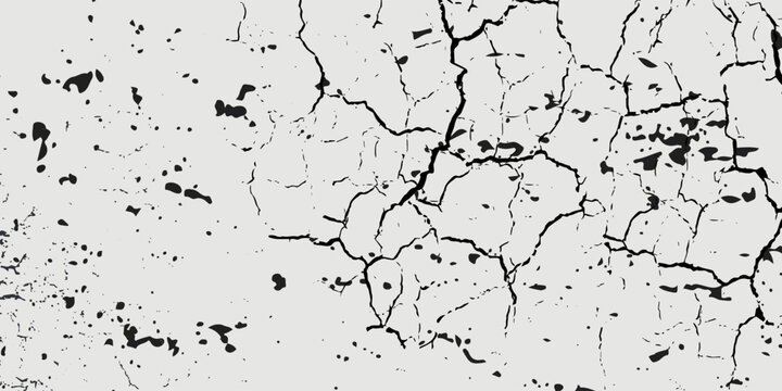 old cracked black on white painted background. Simple eartquake effect suit for cramic or wallpaper. Vector illustration