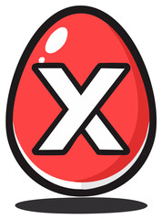 Obraz premium Red Easter Egg with White X Mark Graphic Symbol
