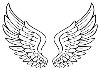 Obraz premium Stylized Angel Wings Outline Drawing Illustration