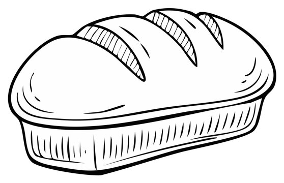 Black and white line art illustration of a delicious freshly baked bread loaf