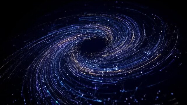 Space galaxy spiral vortex light star abstract universe cosmic swirl pattern with neon blue purple particle light trail, dynamic energy flow and vivid glowing spiral galaxy nebula cosmos universe