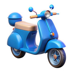 Blue scooter 3D model isolated on Transparent Background