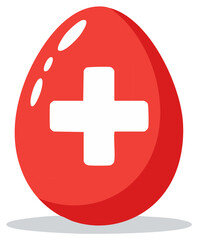Obraz premium Vibrant red oval egg shape featuring a prominent white cross symbol for medical health and positive concepts