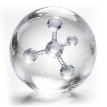 Transparent molecular structure representing chemical science hydration and fluid based innovatio with transparent background and shadow