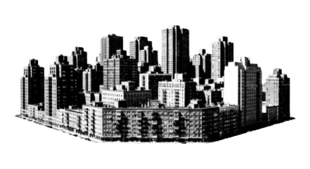 Obraz premium City Skyline Illustration with Halftone Texture Effect
