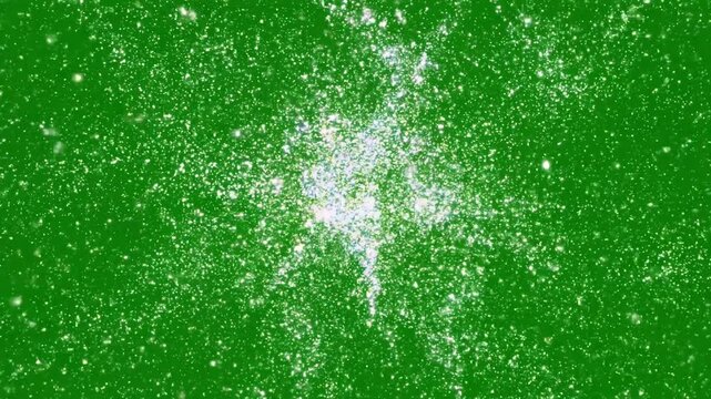 A vibrant speckled pattern of white particles against a bright green backdrop ideal for digital compositions on transparent background