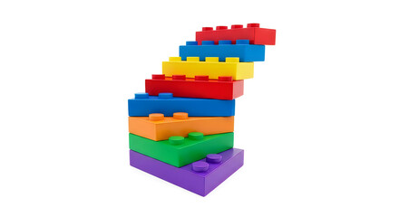 Obraz premium Colorful building blocks stacked in pyramid shape isolated on transparent background
