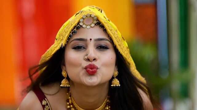 Beautiful Indian Banjara Girl in Traditional Colorful Tribal Attire