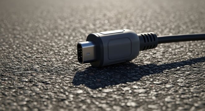 Close-up of a 6-pin FireWire connector with gold pins and textured cable
