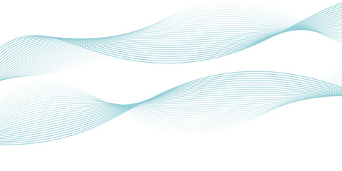Fototapeta premium Blue smooth waves lines on white background. Simple wallpaper lines. Vector illustration