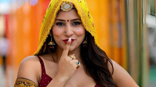 Beautiful Indian Banjara Girl in Traditional Colorful Tribal Attire