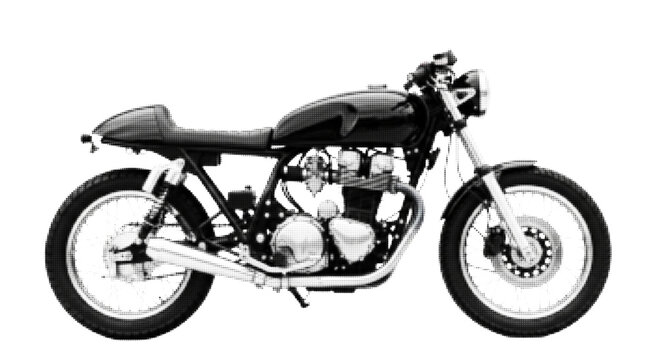 Classic Motorcycle Illustration with Halftone Texture Effect