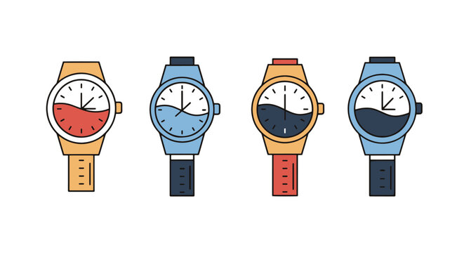 Watch Glass Line art soft elegant tone illustration