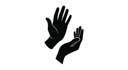 Obraz premium Two black silhouettes of hands reaching upwards palms facing outward
