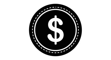 Obraz premium Dollar currency symbol coin icon, money financial graphic in a black circle on isolated white background.