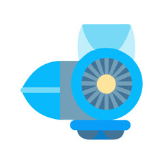 Simplified retro-style airship illustration on black background with light blue, yellow and grey accents © Sharuzzaman