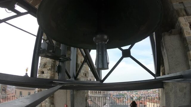 The bell tower (Campanone), Bergamo. The largest bell in Lombardy, Italy.