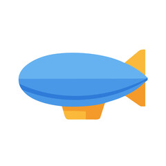 A minimalist flat vector illustration of a blue and yellow airship. © Sharuzzaman
