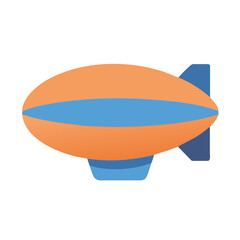 Stylized illustration of a vintage airship blimp with a blue stripe on black © Sharuzzaman