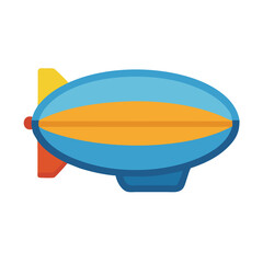 Cartoon blimp illustration in flat style on a black background suitable for kids © Sharuzzaman