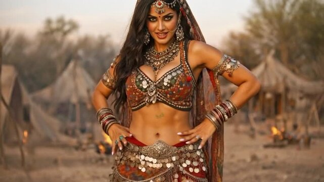 Attractive Indian Banjara Woman in Traditional Colorful Tribal Dress