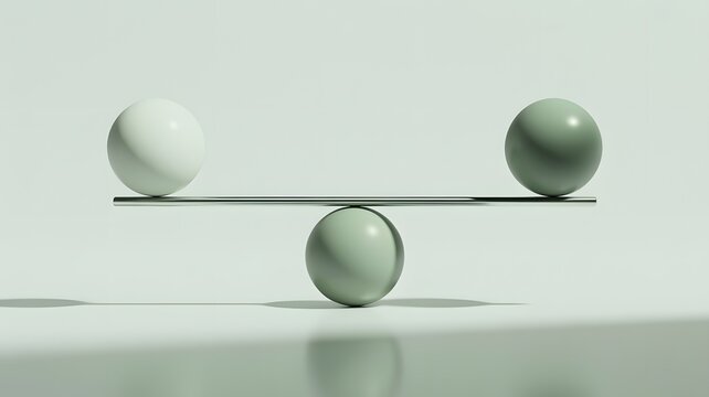 Balancing act with three spheres on a see-saw