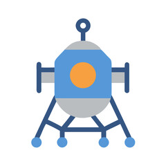 Stylized space lander icon on black background representing technology and space exploration © Sharuzzaman