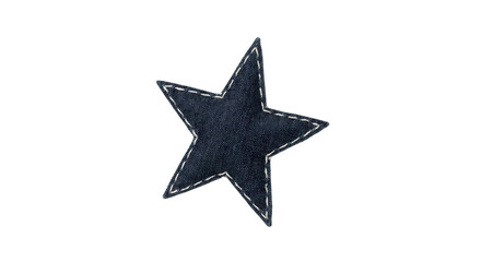 Obraz premium Denim Star Patch with White Stitching on White Background