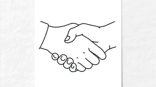Line drawing handshake illustration depicting agreement and cooperation