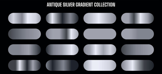 Antique silver gradient collection with various metallic textures and shiny steel effects.
