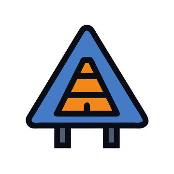 Isolated pictogram of a vehicle height restriction road sign against a black background.