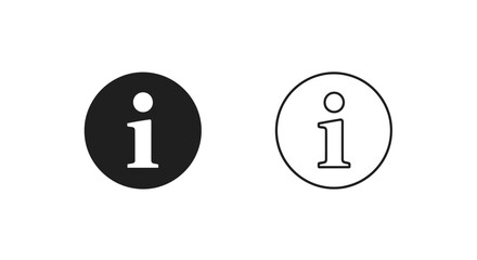 Two information symbols filled black and outlined white on transparent