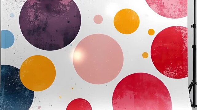 Risograph Prints Edition Overlay Vibrant Colorful Abstract Circle Backdrop in Studio Setting with Soft Lighting and Modern Artistic Composition for Creative Background Use