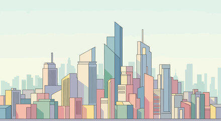 Obraz premium Modern Cityscape Skyline with Skyscrapers and Urban Buildings