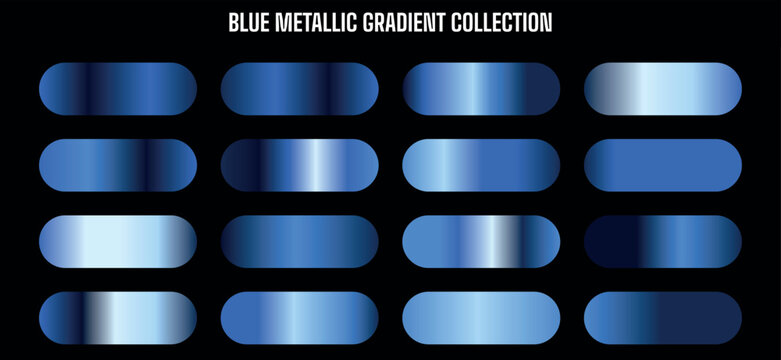 Blue Metallic Gradient Vector Swatches Collection for UI, Web Design, Backgrounds, and Graphic Resources