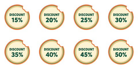 Obraz premium Assorted discount labels arranged in a grid pattern showcasing various percentage reductions
