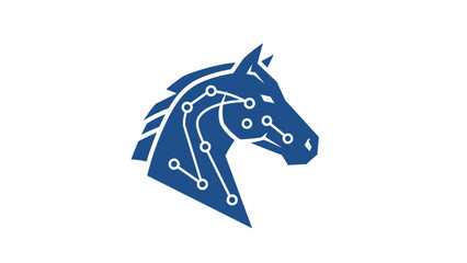 Fototapeta premium Blue Horse Head With Circuitry Pattern