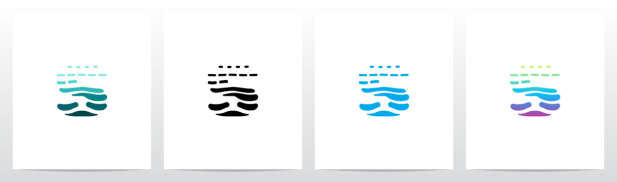 Waves Current Ripple Water Tidal Stream Curves Lines Letter Initial Logo Design S