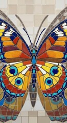 Vibrant Butterfly Mosaic Art on Tiles.