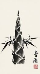 Traditional Chinese Ink Painting of Bamboo.