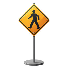 Caution Pedestrian Sign in Bright Yellow for Increased Safety Awareness in Urban Areas on transparent background