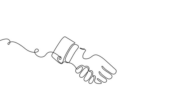 Hand line handshake people continuous business outline partnership vector together. Line hand handshake art concept trust deal agreement one illustration sketch isolated background work team man.