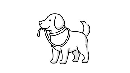 Fototapeta premium Happy Dog Holding Leash in Mouth