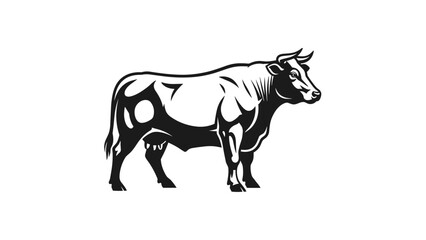 Obraz premium Robust Cow Logo Design in Black and White