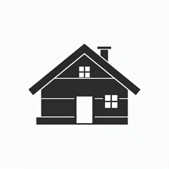 Fototapeta premium Modern minimalist black house icon with chimney and windows flat design vector illustration