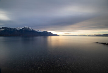 Fototapeta premium Sunset over the Leman lake